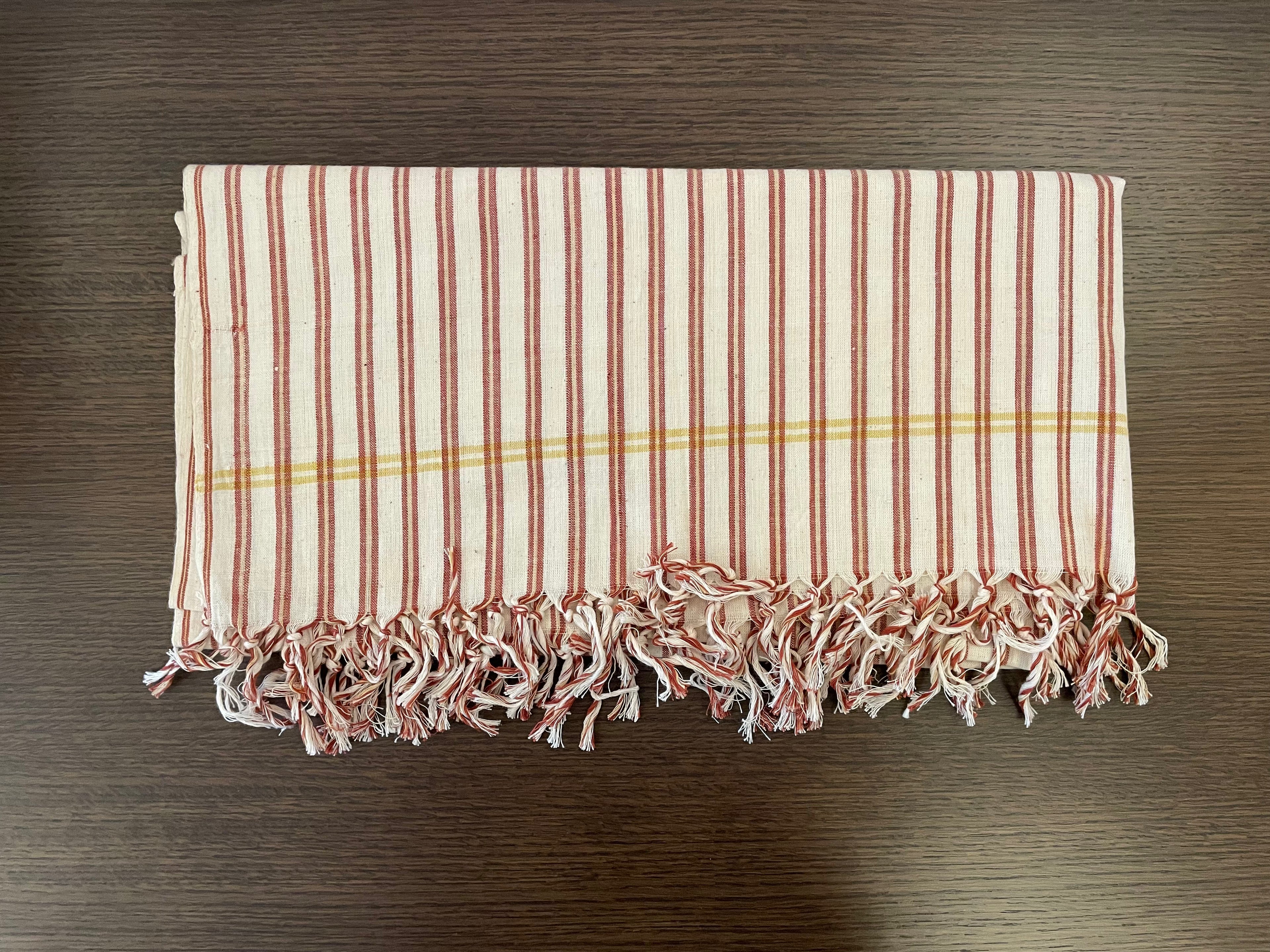 Red Stripe Yellow Khadi Textile (34"x75")